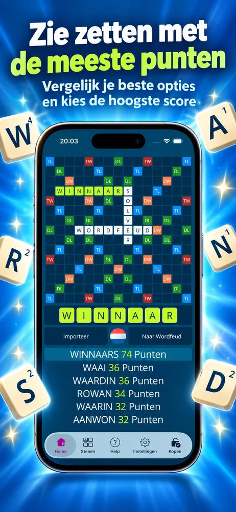 Bekijk de zetten met de meeste punten