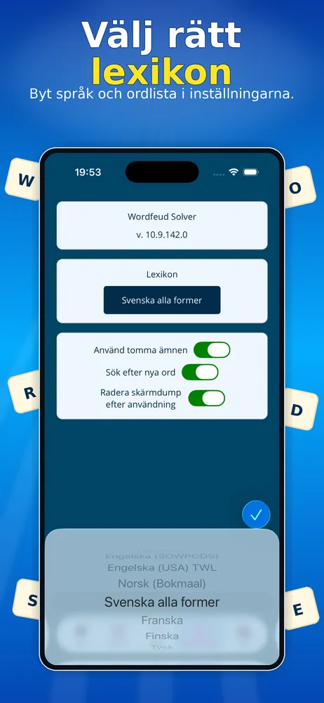 Välj rätt ordlista